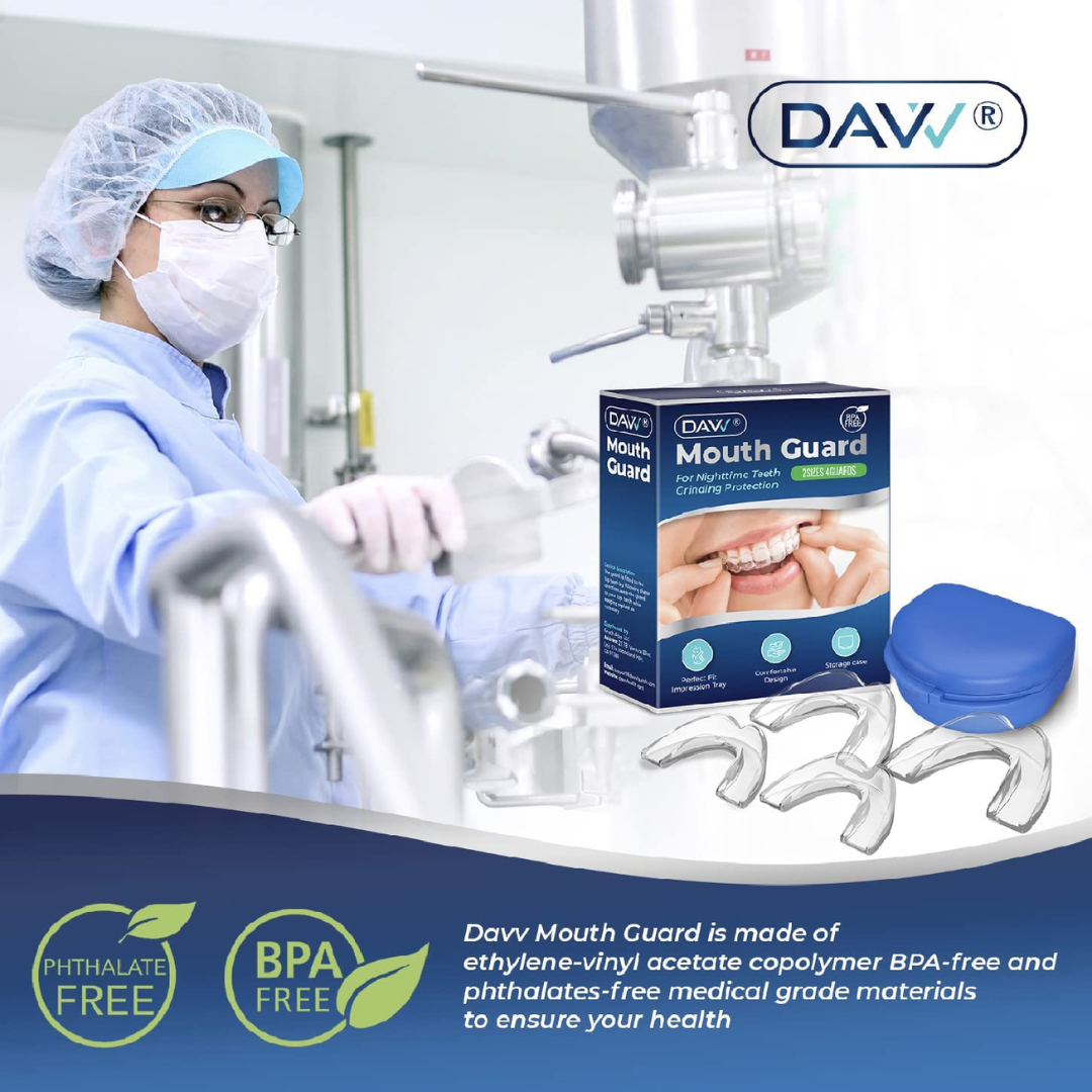 Davv Mouth Guard for Nighttime Teeth Grinding Protection 2 sizes 4 guards