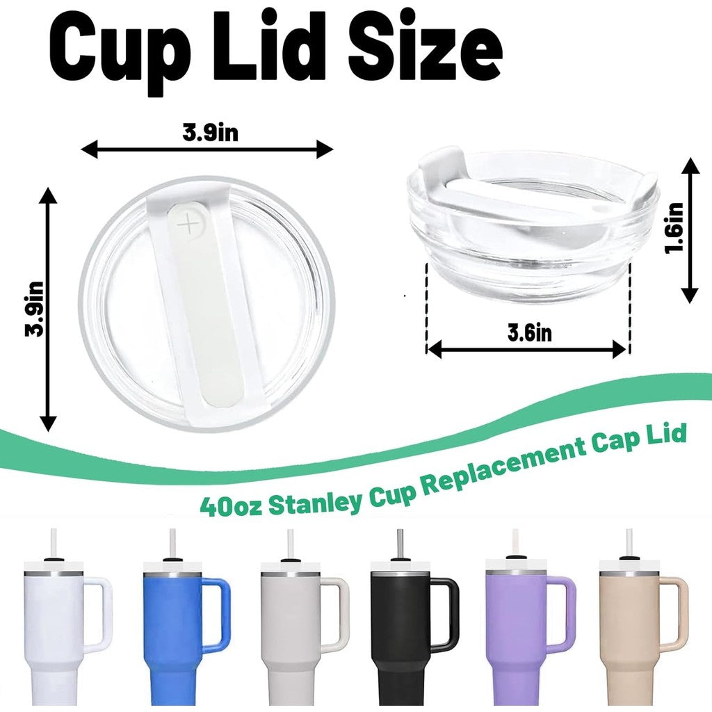Fabenyok Lid Replacement for Stanley Tumbler Cup Clear-White 40 oz., 2 Pcs