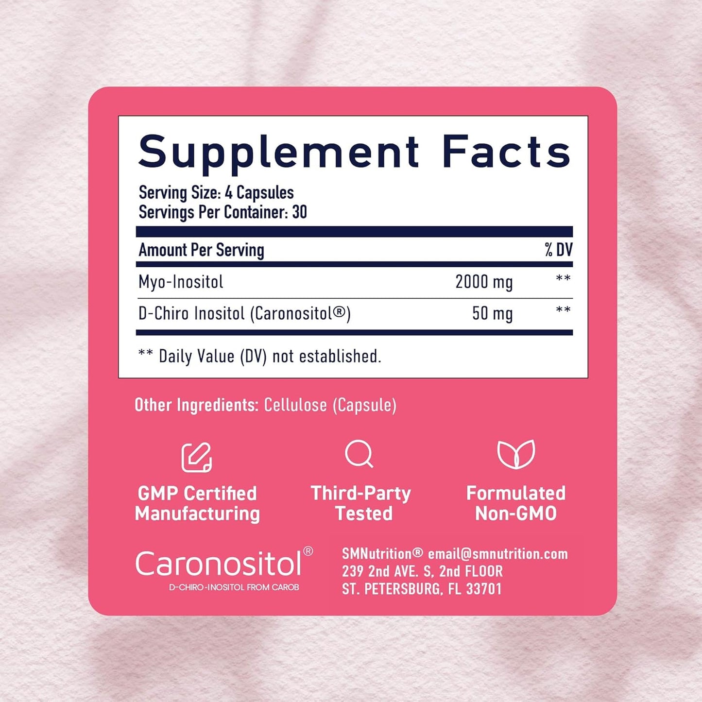 SMNutrition Myo & D-Chiro Inositol 2050mg Blend Hormone Support for Women, 120 Capsules