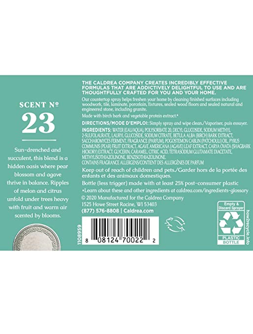 Caldrea Multi-surface CounterTop Spray  Pear Blossom Agave Scent, 16 Oz