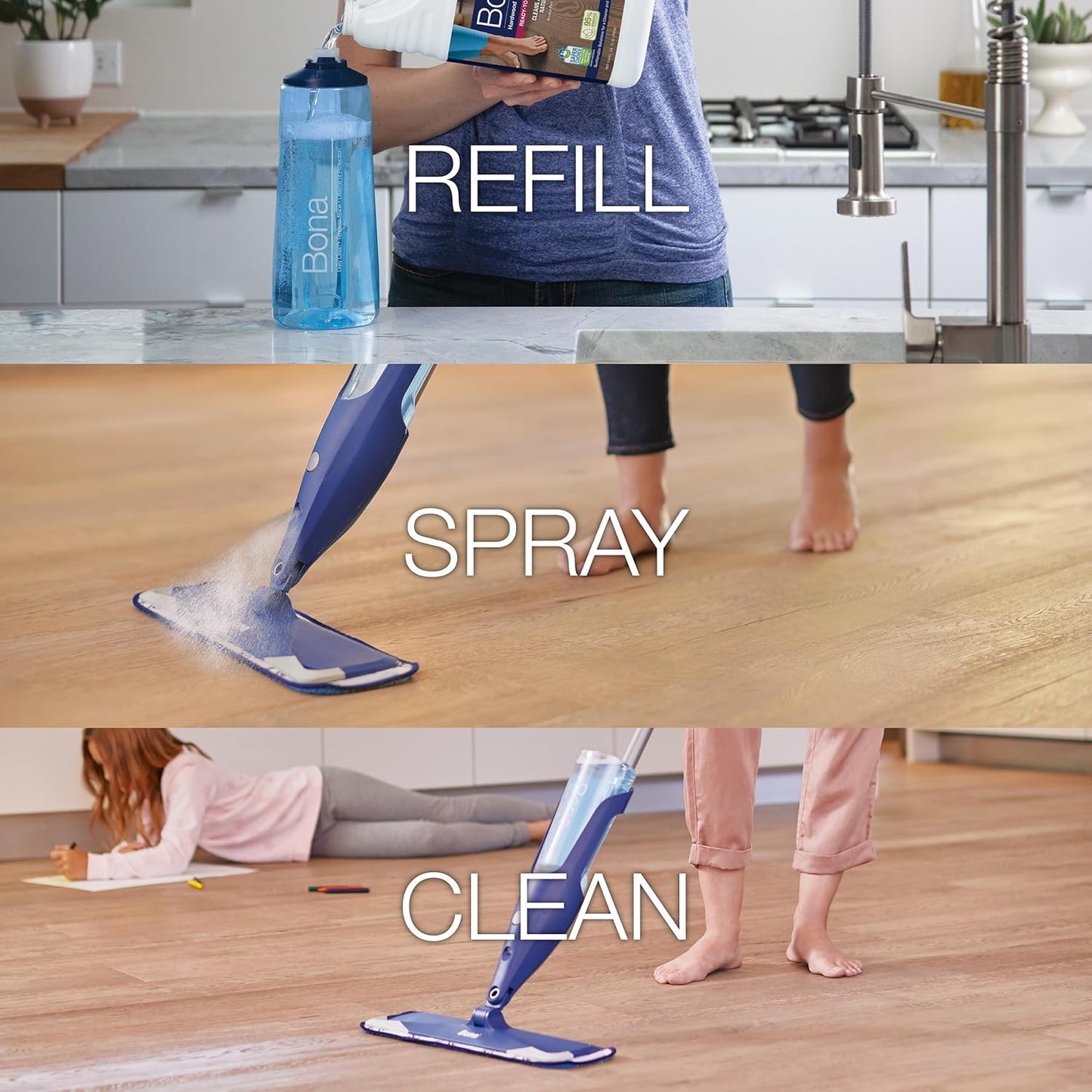 Bona Hardwood Floor Cleaner Ready-to-Use Refill, 128 fl. oz. / 3.78 Liters