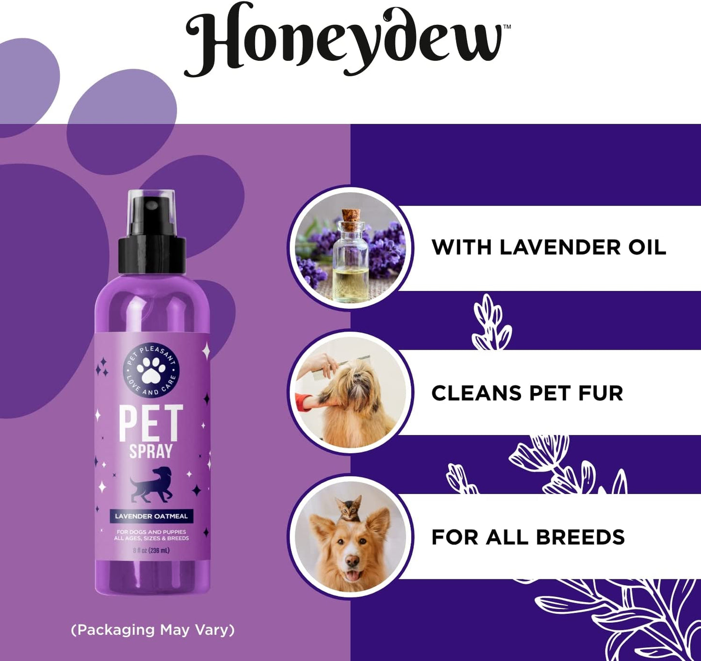 Pet Pleasant Love & Care - Pet Spray Lavander Oatmeal Pet Deodorant Spray 8fl oz. / 236ml