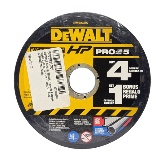 DEWALT Cutting Wheel Genearal Purpose 4-1/2 Inch, 5 Pack