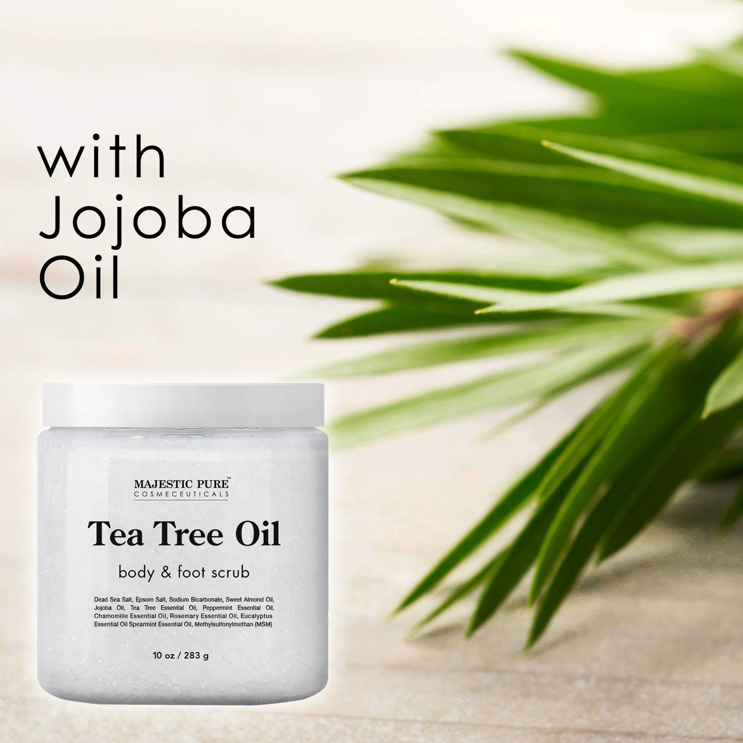 Majestic Pure Tea Tree Oil Body and Foot Scrub, 10 oz. / 283g
