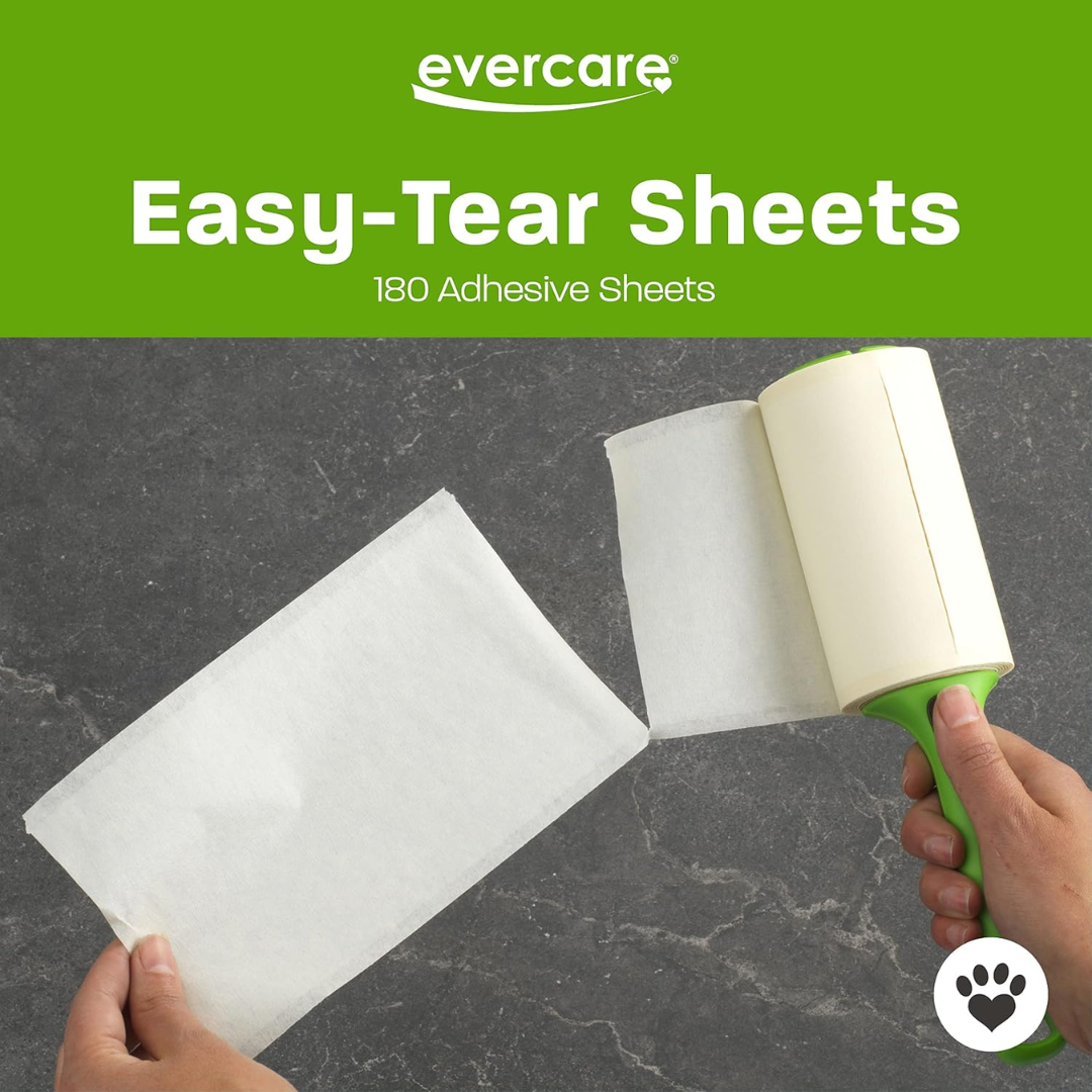 Evercare All Purpose Pet Hair Lint Roller with 2 Refills, Green, 180 Sheets