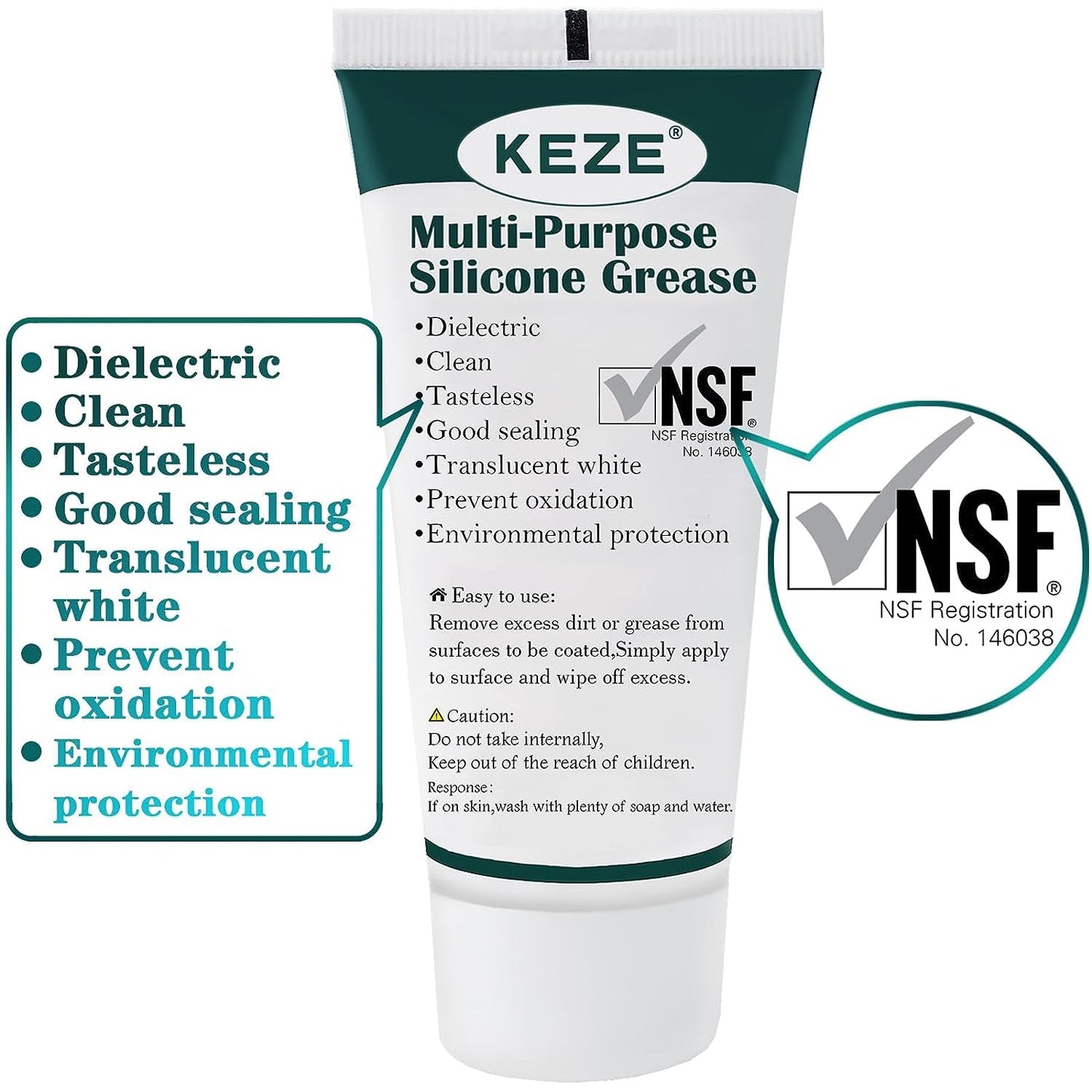 Keze Food Grade And Muli Purpose Silicone Grease With Brush, 1oz / 30g
