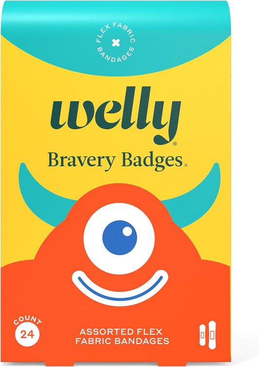 Welly Bravery Badges Assorted Flex Fabric Bandages 24 Count