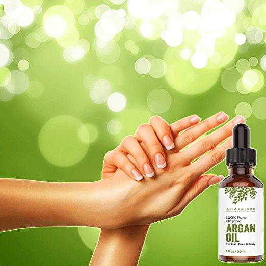 Aria Starr Beauty 100% Pure Organic Argan Oil for Hair, Face & Body, 1 fl.oz / 30 ml (PACKAGING MAY VARY)