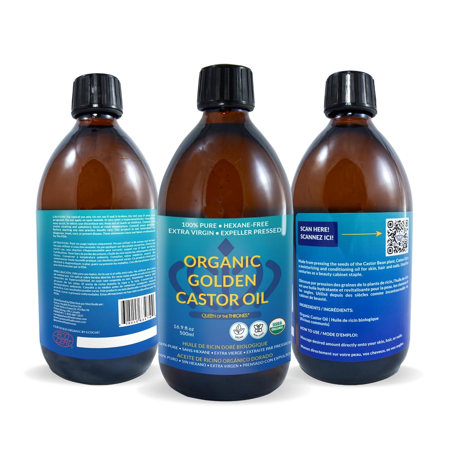 Queen Of The Thrones Organic Golden Castor Oil 16.9 fL oz / 500 mL