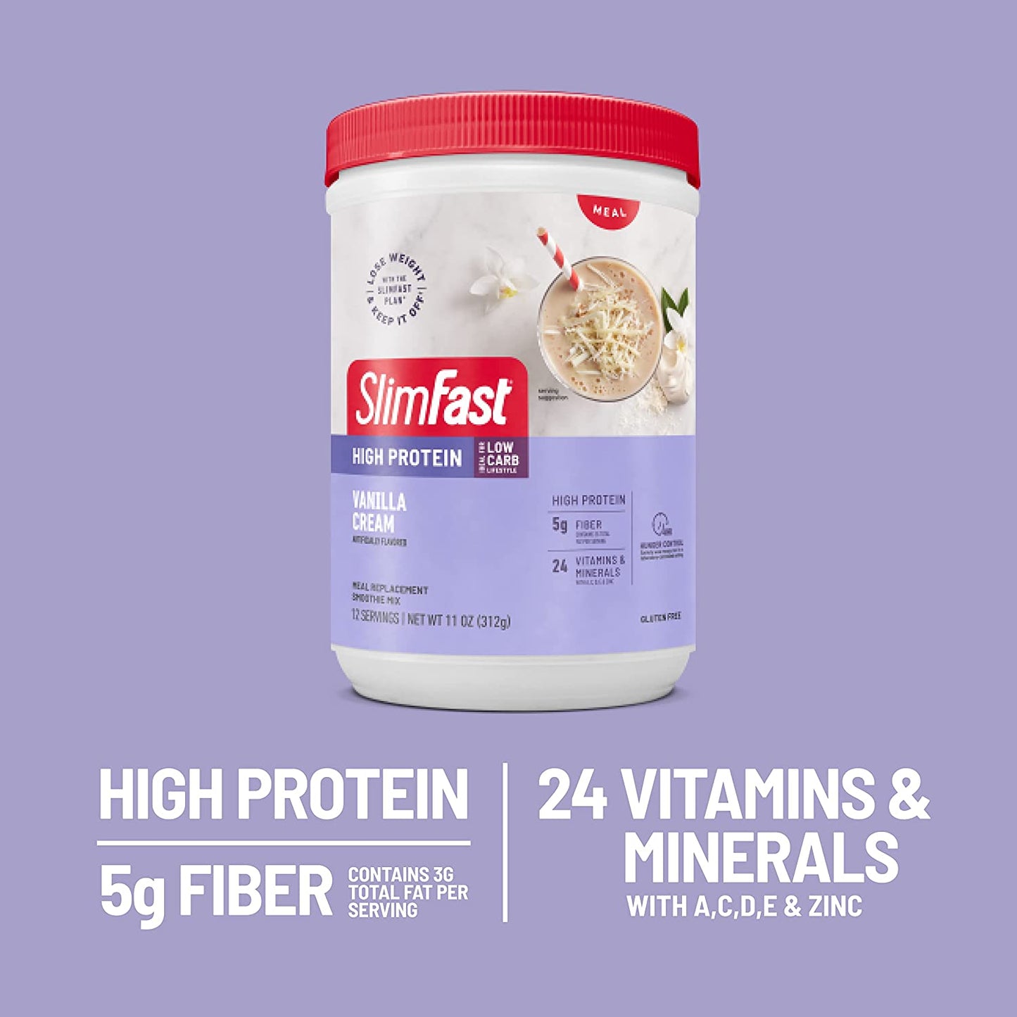 Slimfast Advanced Nutrition Smoothie Mix 20 g High Protein Gluten free Vanilla Cream 11 Oz 312g