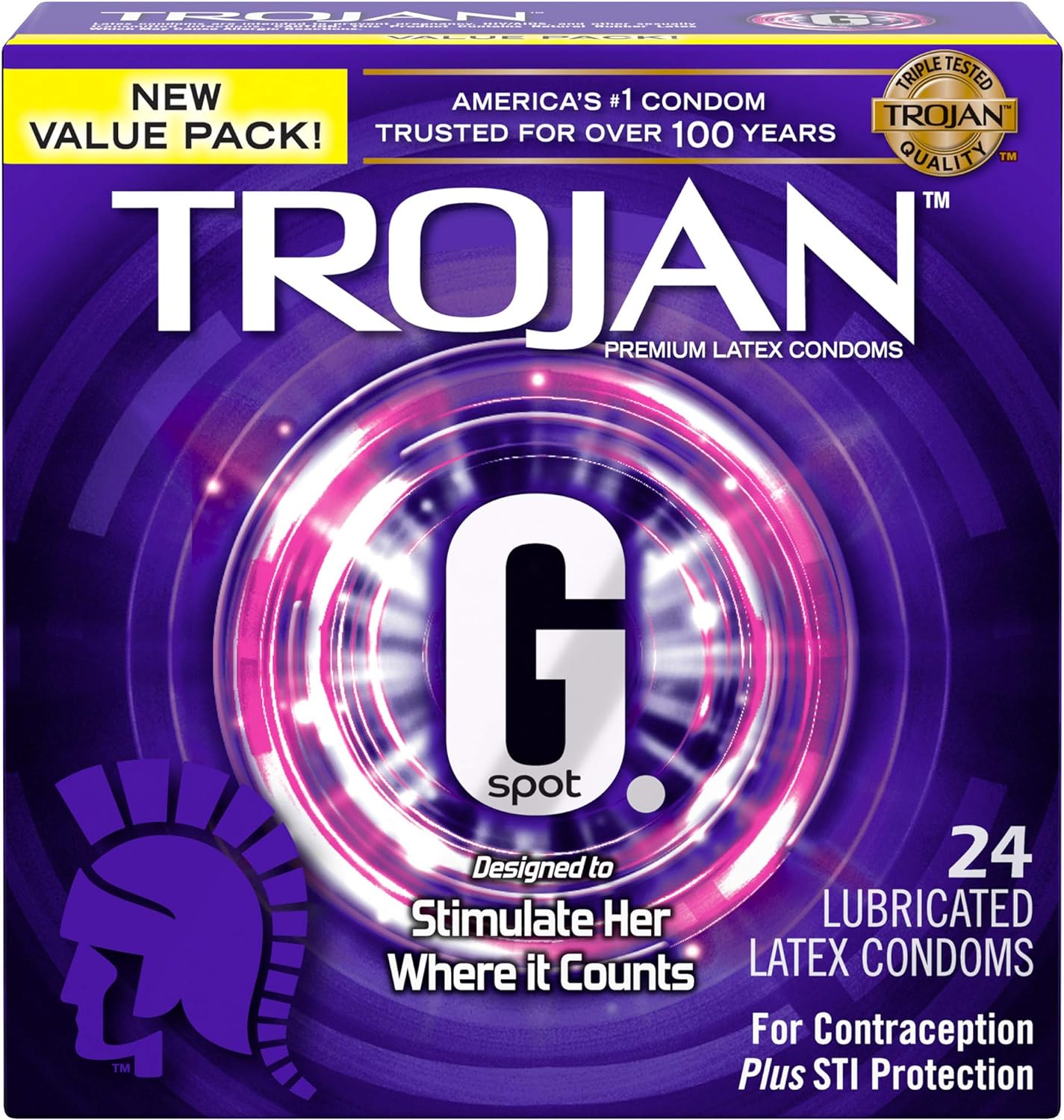 Trojan G Spot Lubricated Latex Condom (24 Count)