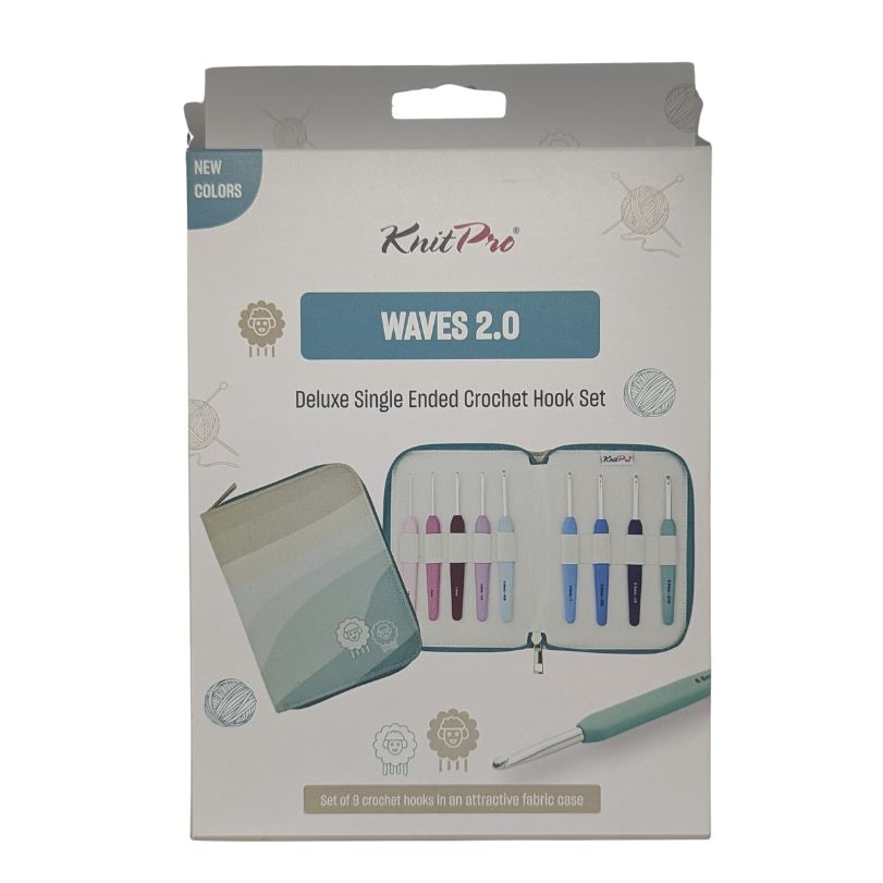 Knitpro Waves Deluxe Single Ended Crochet Hook Set, Pack of 9 hooks - (30951)