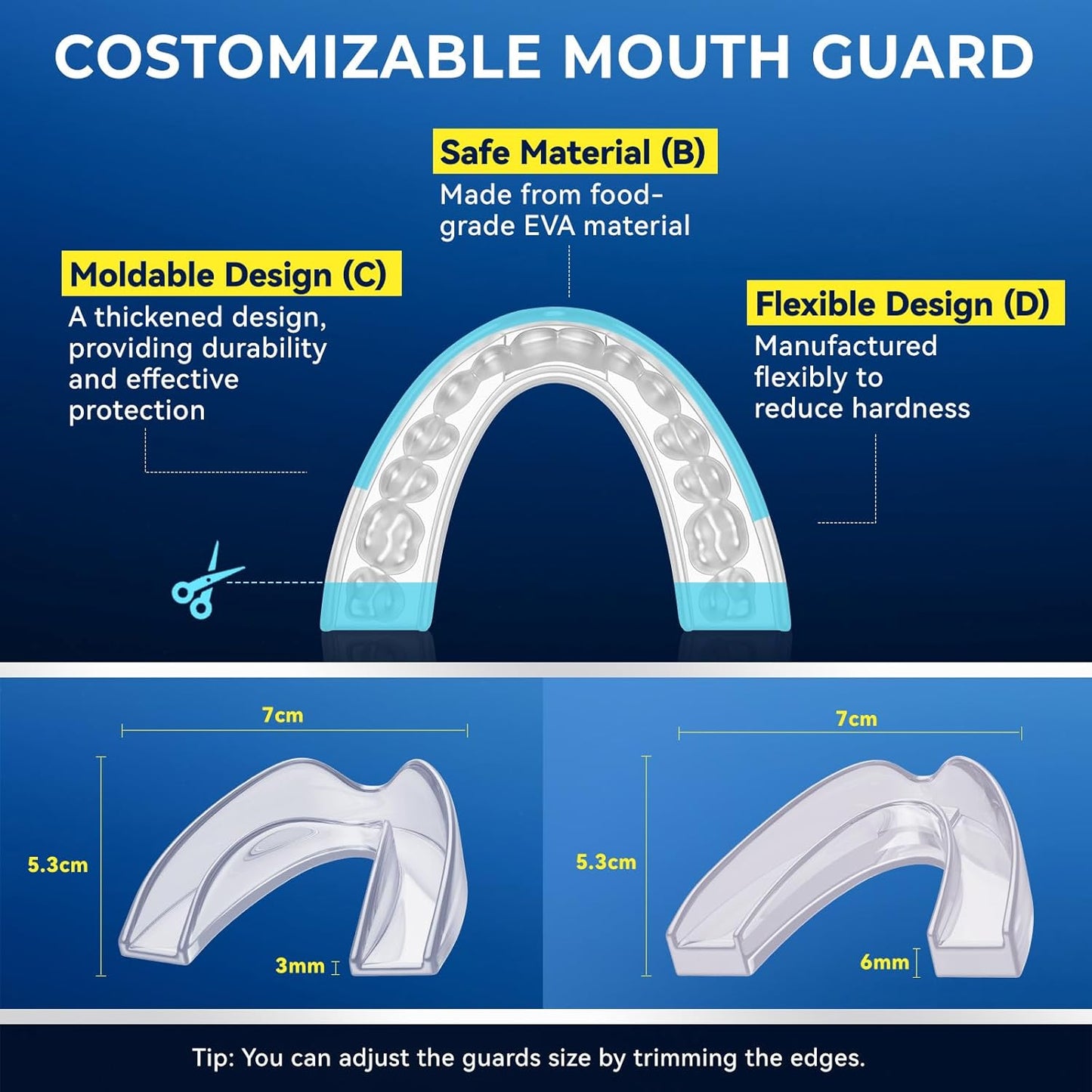 Reazel Mouth Guard for Grinding Teeth 2 Sizes, 4 Pieces