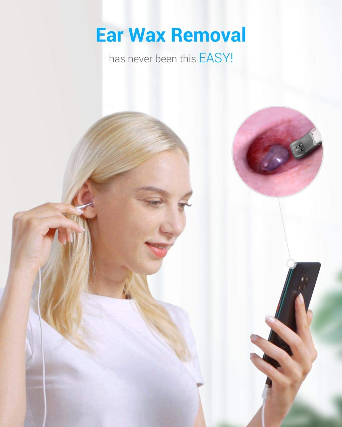 Anykit Ear Wax Removal Tool Ear Camera with Wax Remover, Ear Endoscope with LED Lights, Ear Cleaning Camera with Ear Spoon