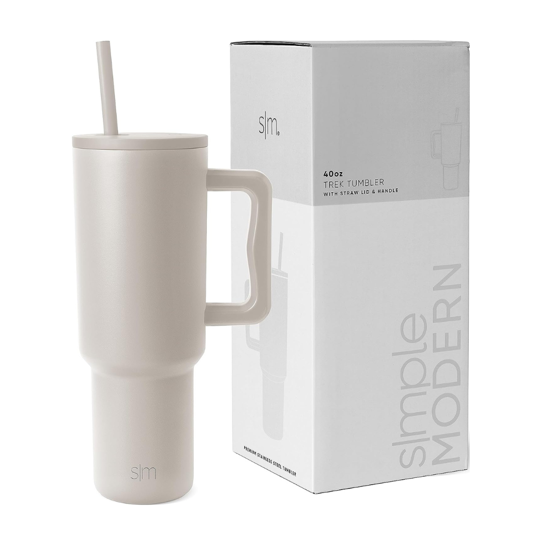 Simple Modern Trek Tumbler with Straw Lip & Handle 40 Oz (Almond Birch)