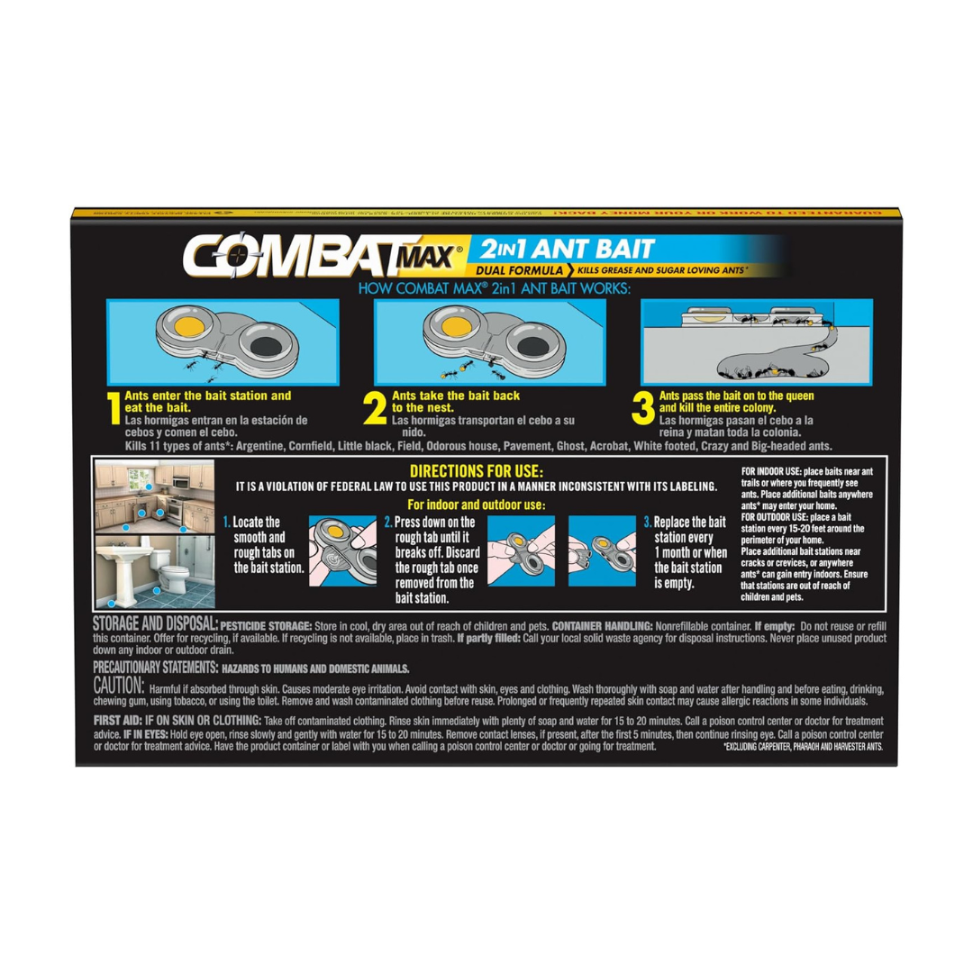 Combat Max 2 In 1 Ant Bait Dual Formula Kilss The Colony 4 Count