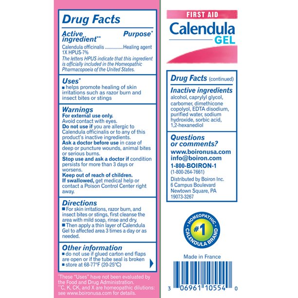 Boiron Calendula Gel Homeopathic Medicine First Aid (1.5 oz. / 45g)