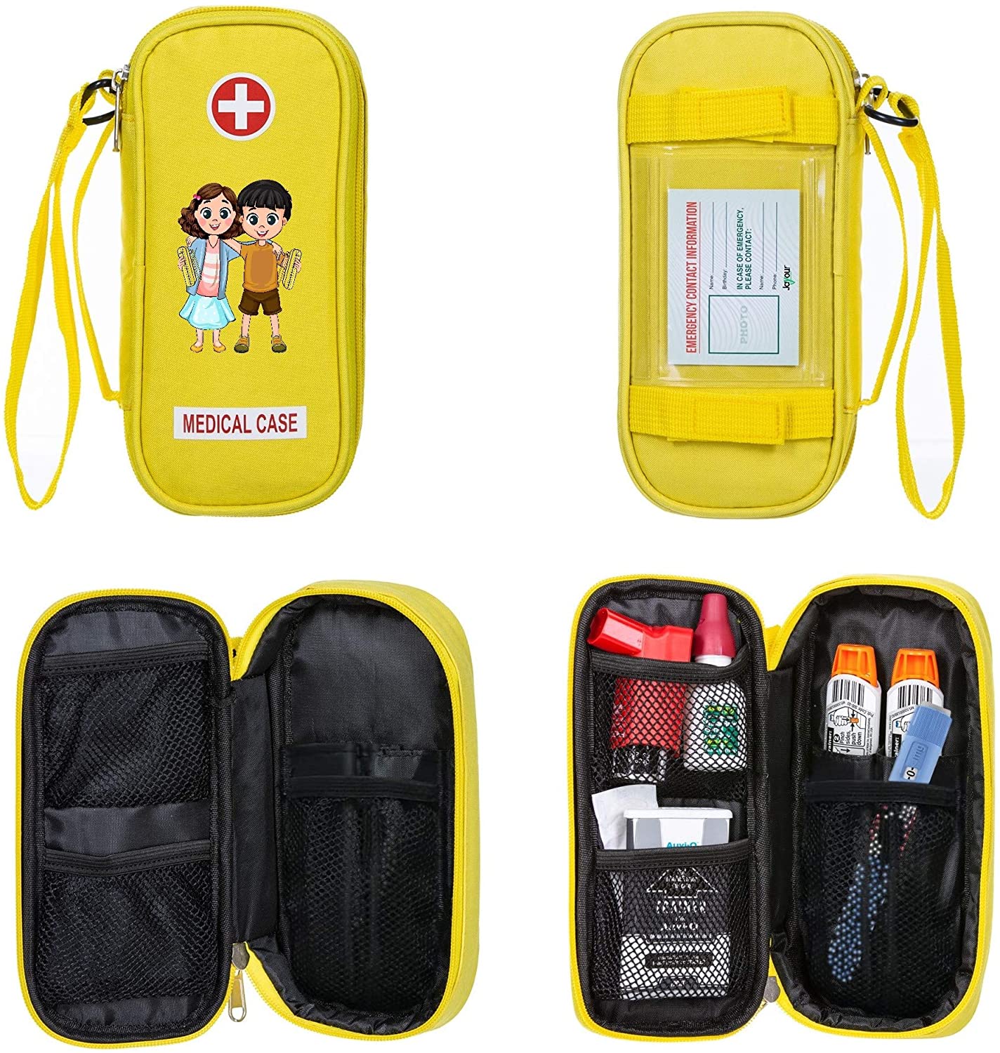 Jayour Kid’s Medical Case and Portable Bag with Zipper (Yellow)