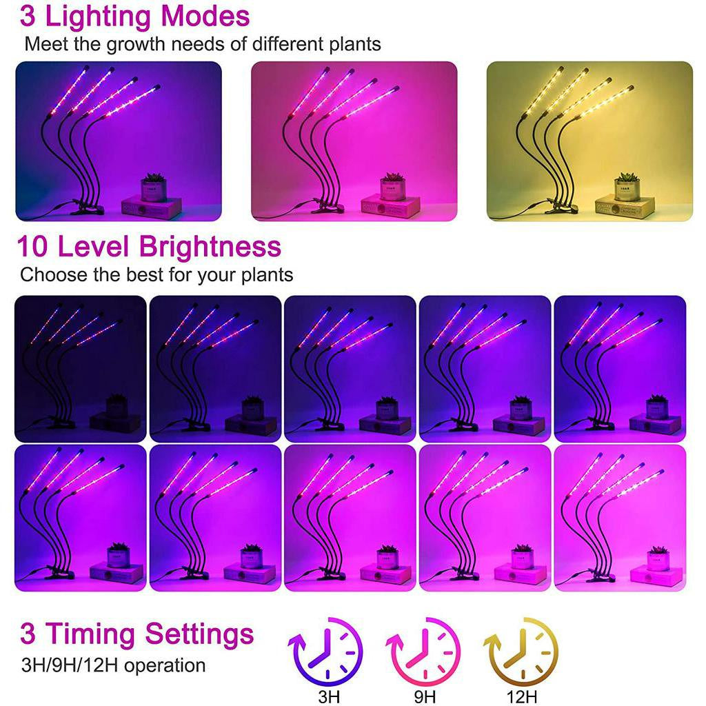 Grow Light for Indoor Plants - Upgraded Version 80 LED Lamps with Full Spectrum, 3/9/12H