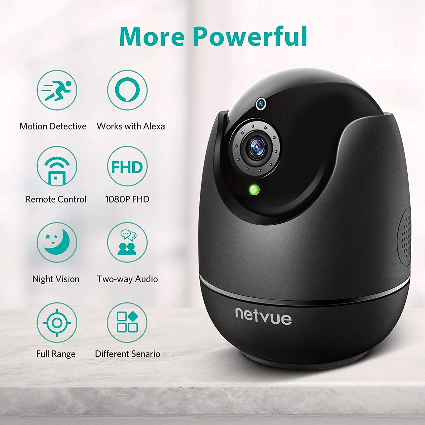 NETVUE Wireless Security Camera for Home 1080P FHD Pet Camera, 2-Way Audio, AI Human Detection