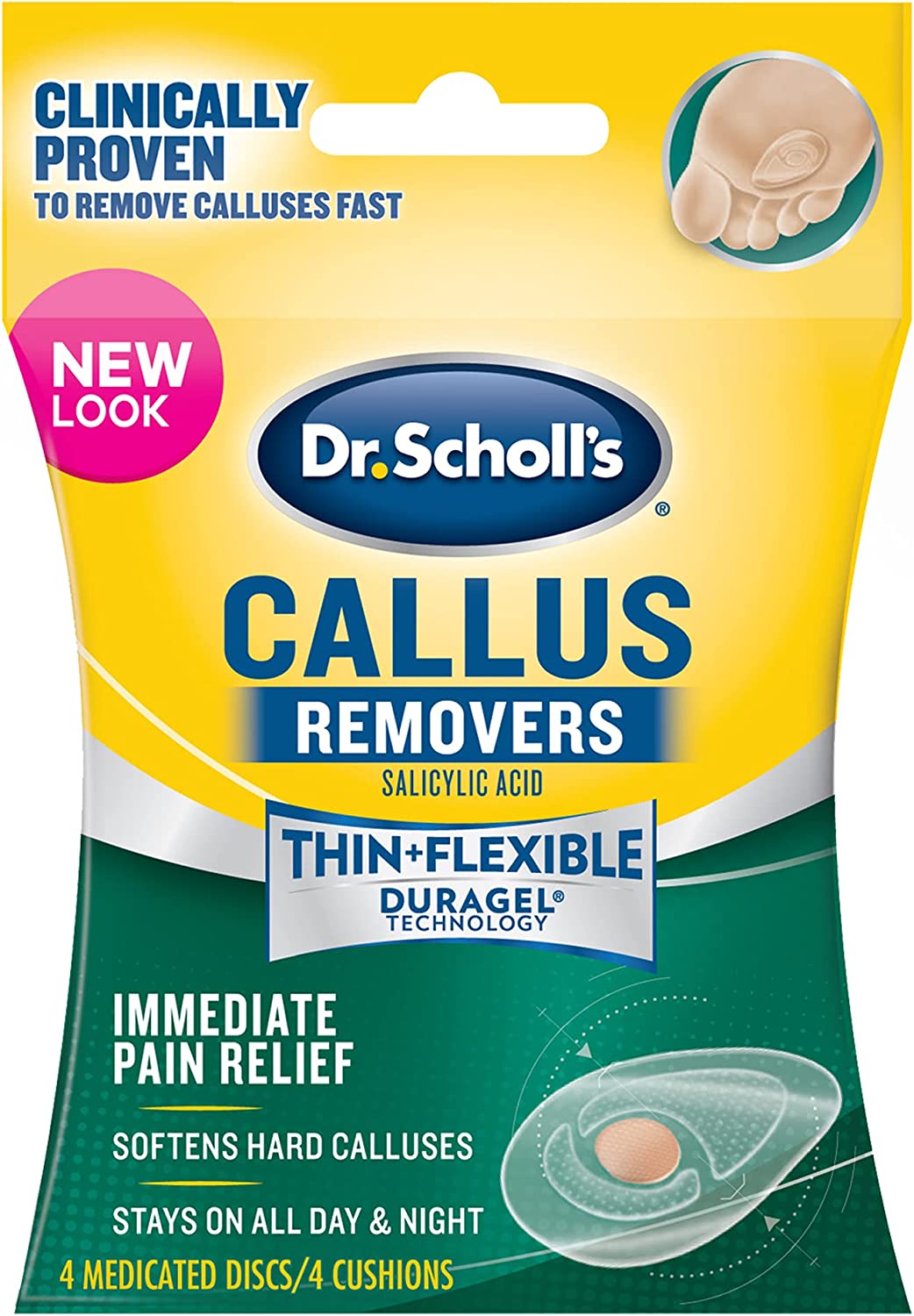 Dr. Scholl's Callus Remover Salicylic Acid Immediate Pain Relief 4 Medicated Discs