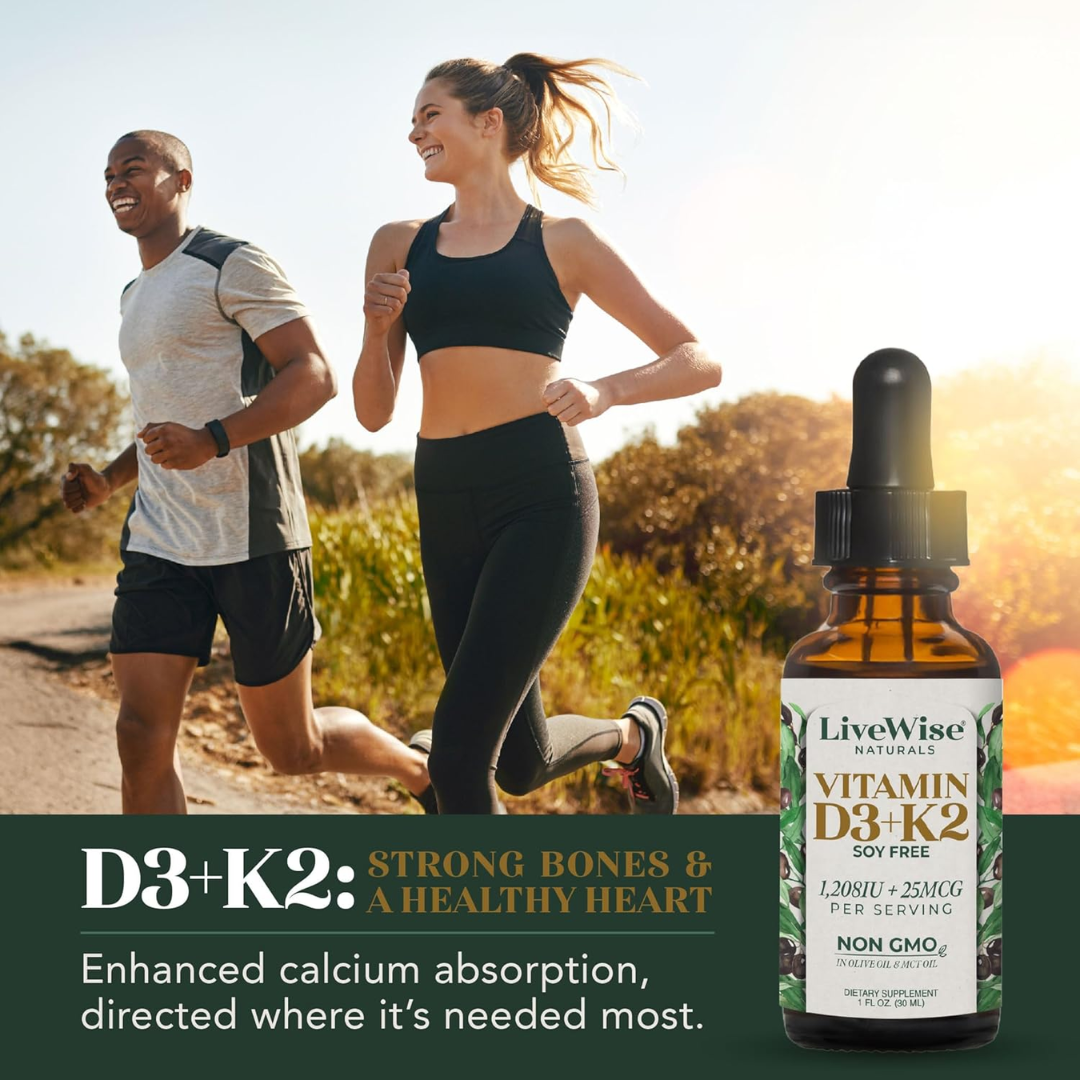 LiveWise Naturals Vitamin D3 + K2 Soy Free 1,208 IU + 25 mcg per drop, 1 oz / 30 ml