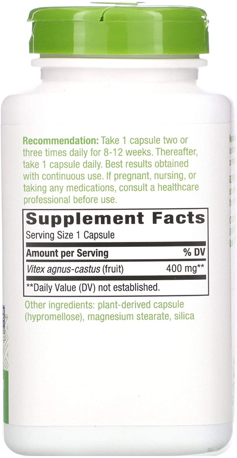 Nature's Way Vitex Fruit Traditional Support for Female Monthly Cycle 400mg Per Serving, 320 Vegan Capsules