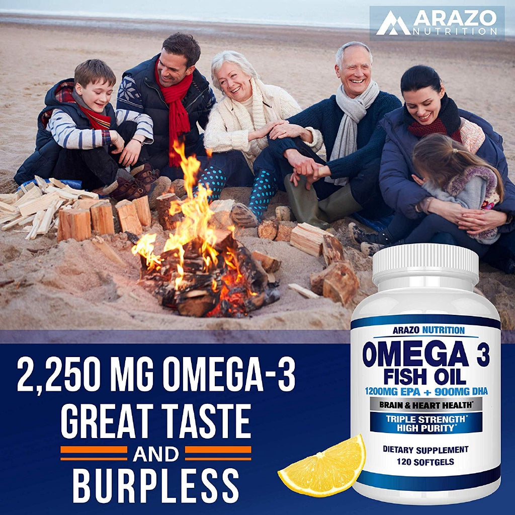 Arazo Nutrition Omega 3 Fish Oil 2250mg   (120 Count)