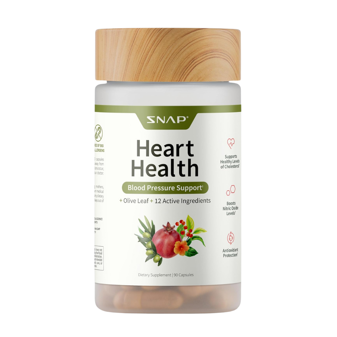 SNAP Heart Health Blood Pressure Support, 1550mg Blood Pressure Complex, 260mg Nitric Oxide, 100mg Hawthorn Berry Extract, 90 Capsules