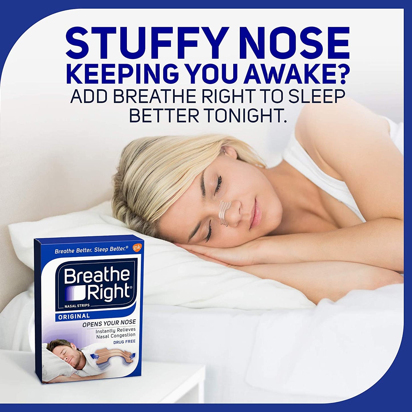 Breathe Right Original Nasal Strips For Nasal Congestion Relief, 30 Large Tan Strips