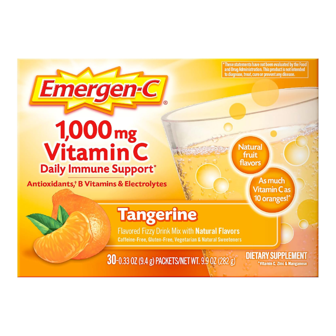 Emergen-C 1000mg Vitamin C Powder 30 Count, PACKAGING MAY VARY (NO BOX)