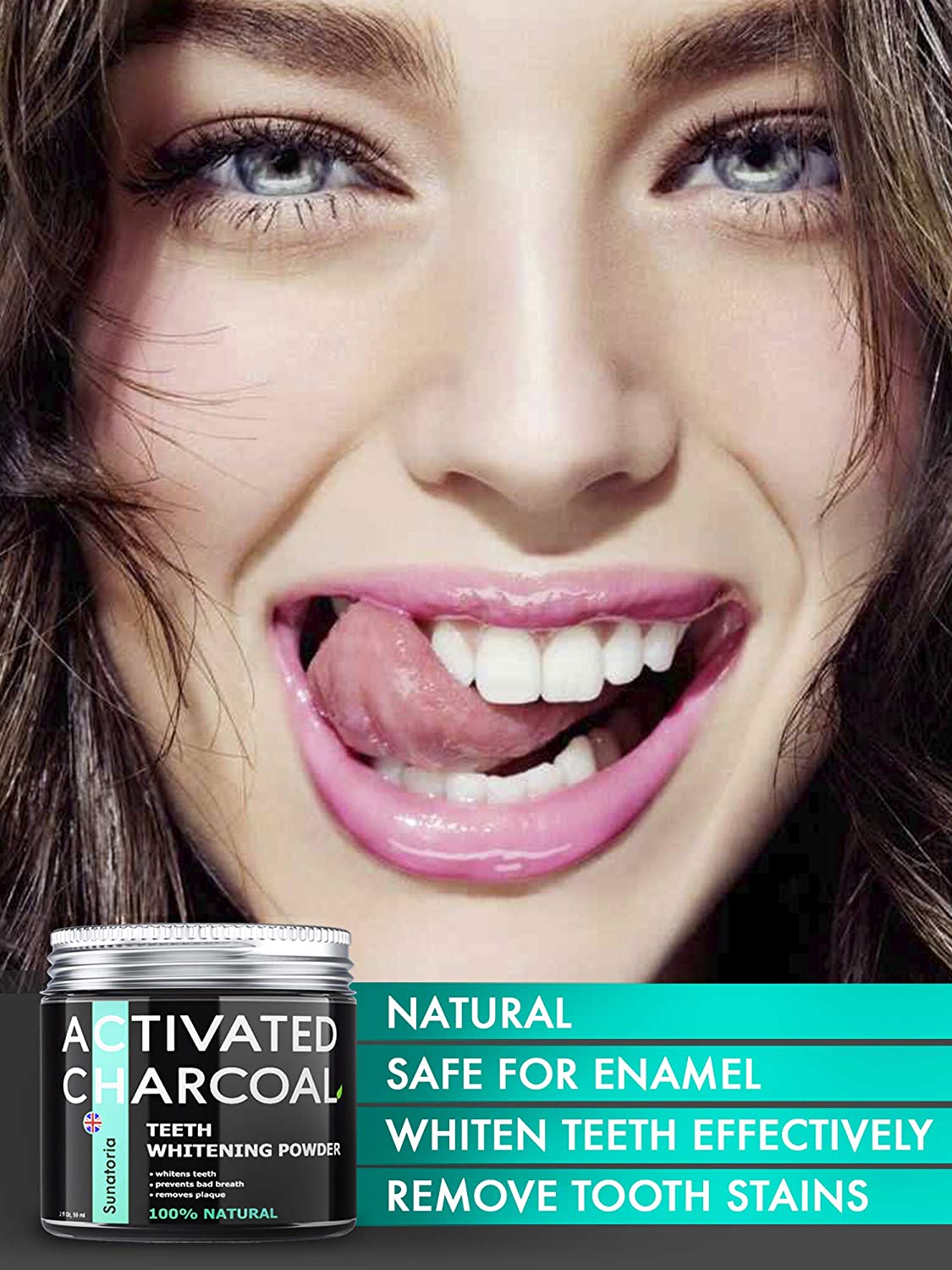 Sunatoria Activated Charcoal Teeth Whitening Powder, 2 Fl Oz