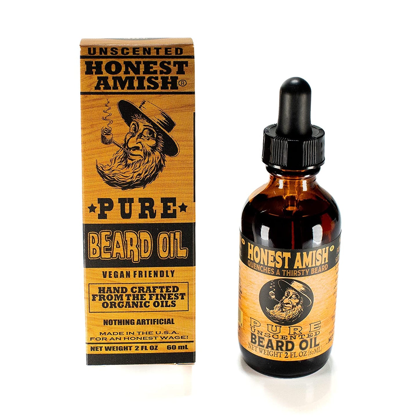Honest Amish Pure Unscented Beard Oil 2 Oz (60ml)