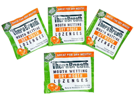 Therabreath Lozenges Packets - 12 count (Pack of 4 with 3 Lozenges each) Mandarin Mint Flavor