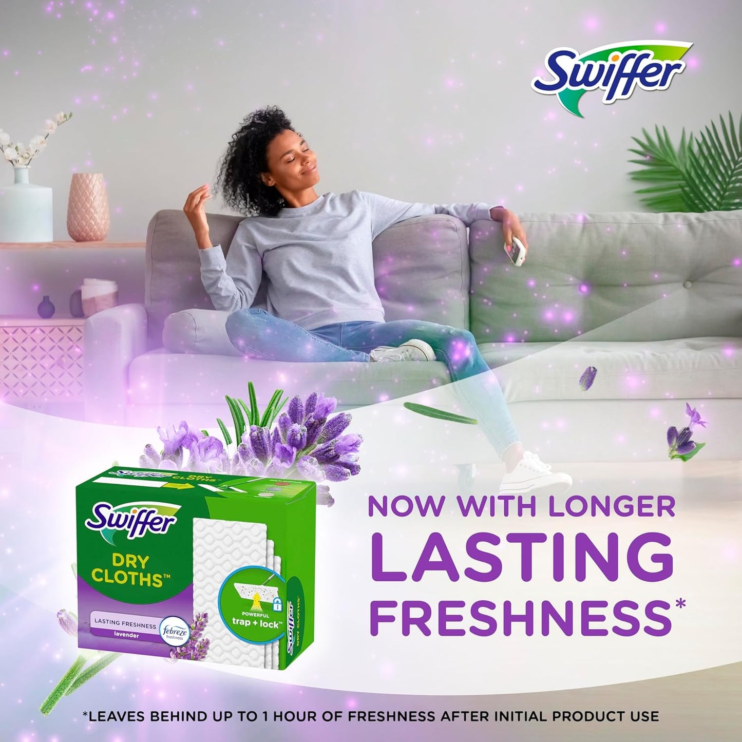 Swiffer Dry Sweeping Clothes, Febreze Freshness Lavender Scent, 52 Pieces