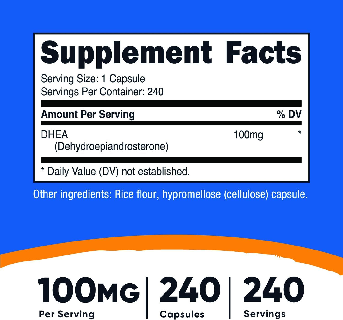 Nutricost DHEA 100mg Supplement 240 Capsules