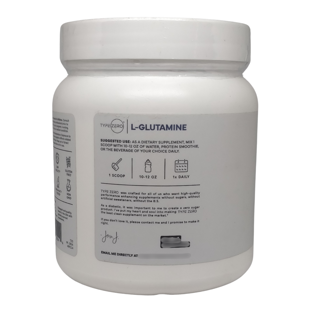 Type Zero Clean L-Glutamine 5,000 mg, 17.9 oz / 500 g