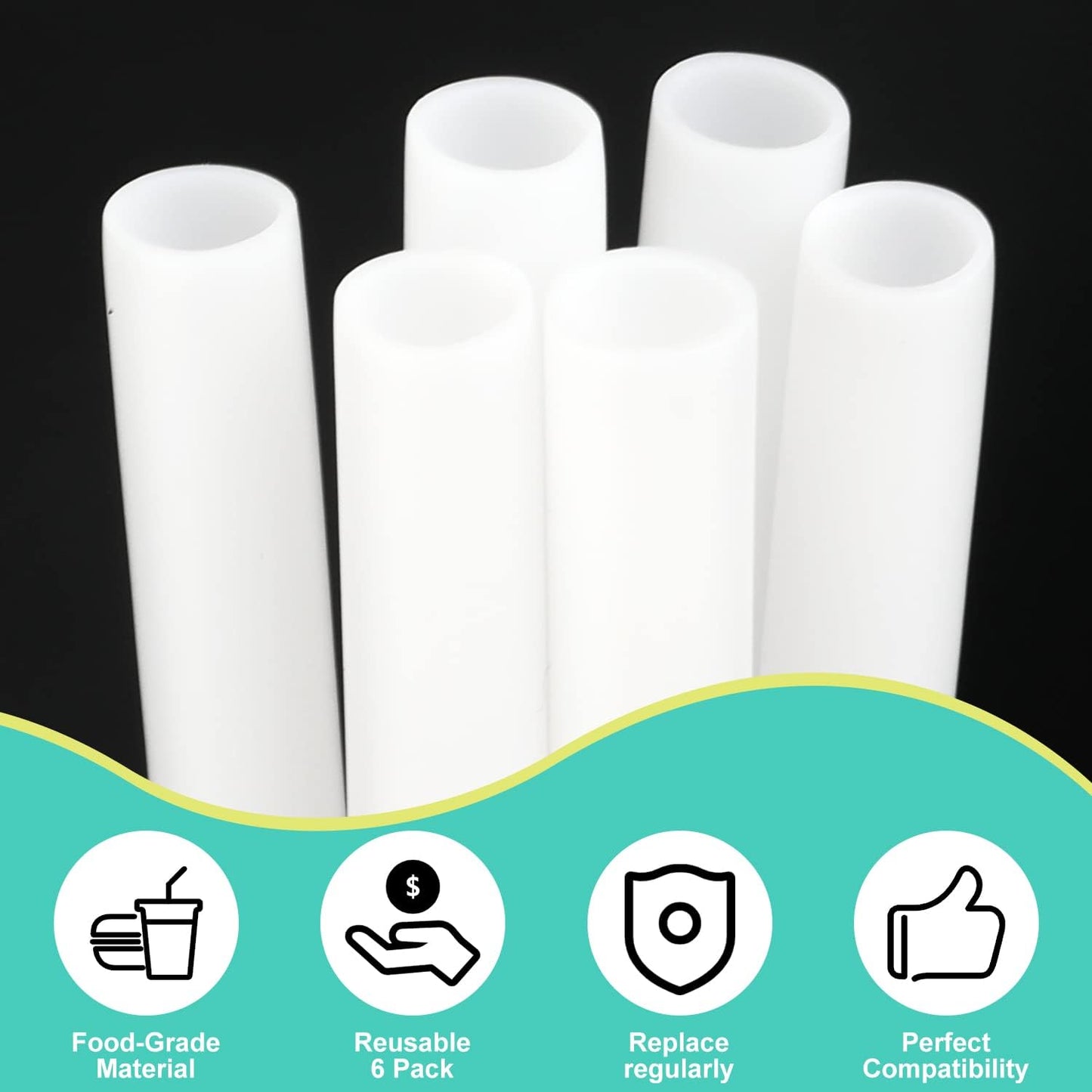Savita Replacement Straws for Owala Water Bottle 24/32oz, 6PCS White