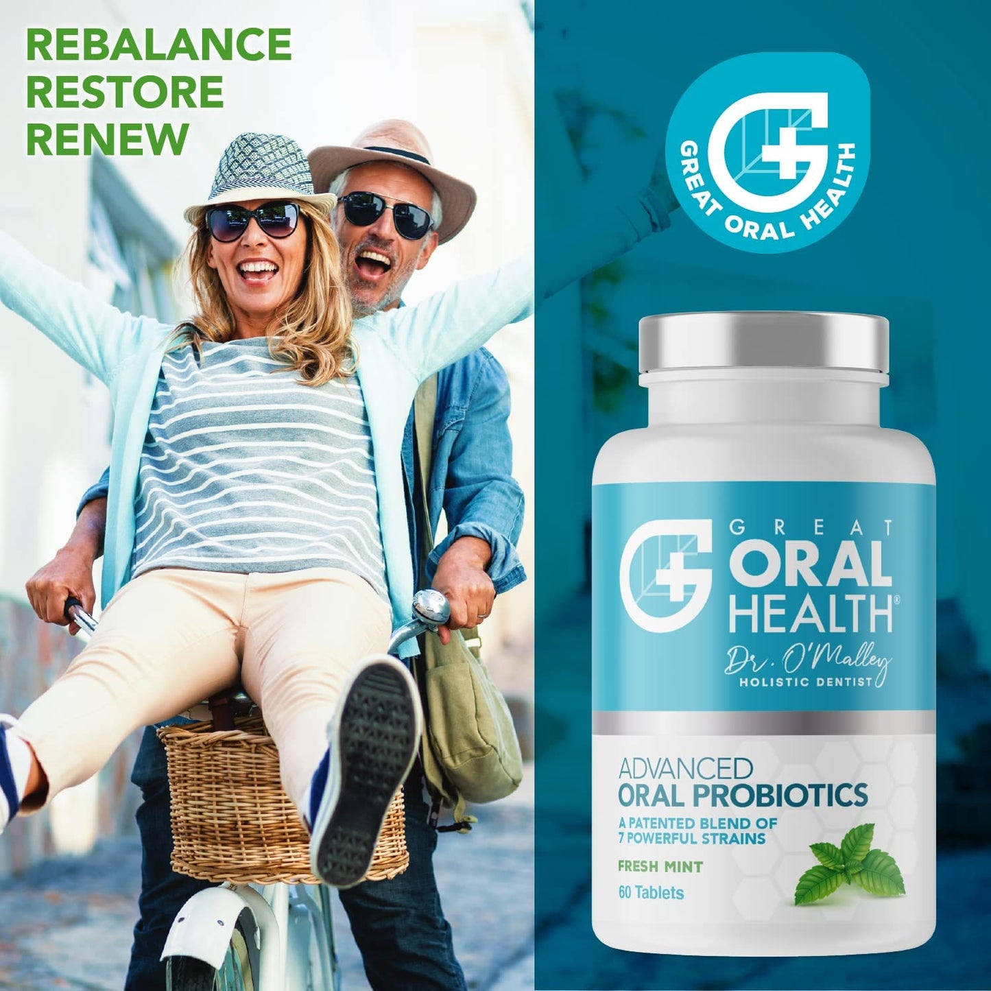 Great Oral Health Advanced Oral Probiotics Dentist Developed Dietary Supplement Fresh Mint 60 Tablet