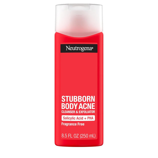 Neutrogena Stubborn Body Acne Cleanser And Exfoliator Salicylic Acid, Fragrance Free, 8.5 fl oz / 250mL