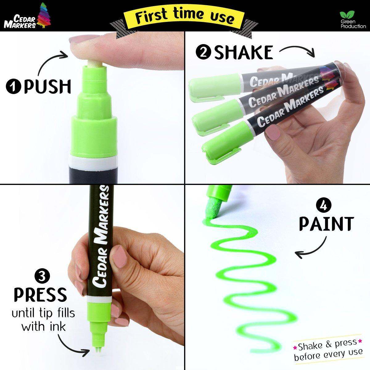 Cedar Markers Liquid Chalk Markers 12 count with Free 40 Chalkboard Labels