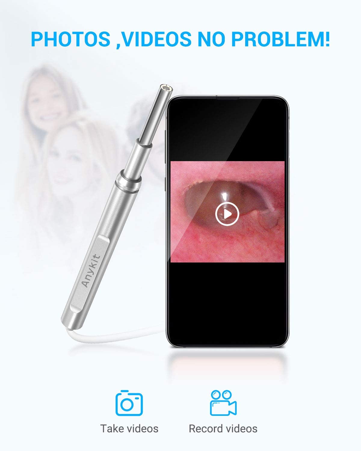 Anykit Ear Wax Removal Tool Ear Camera with Wax Remover, Ear Endoscope with LED Lights, Ear Cleaning Camera with Ear Spoon