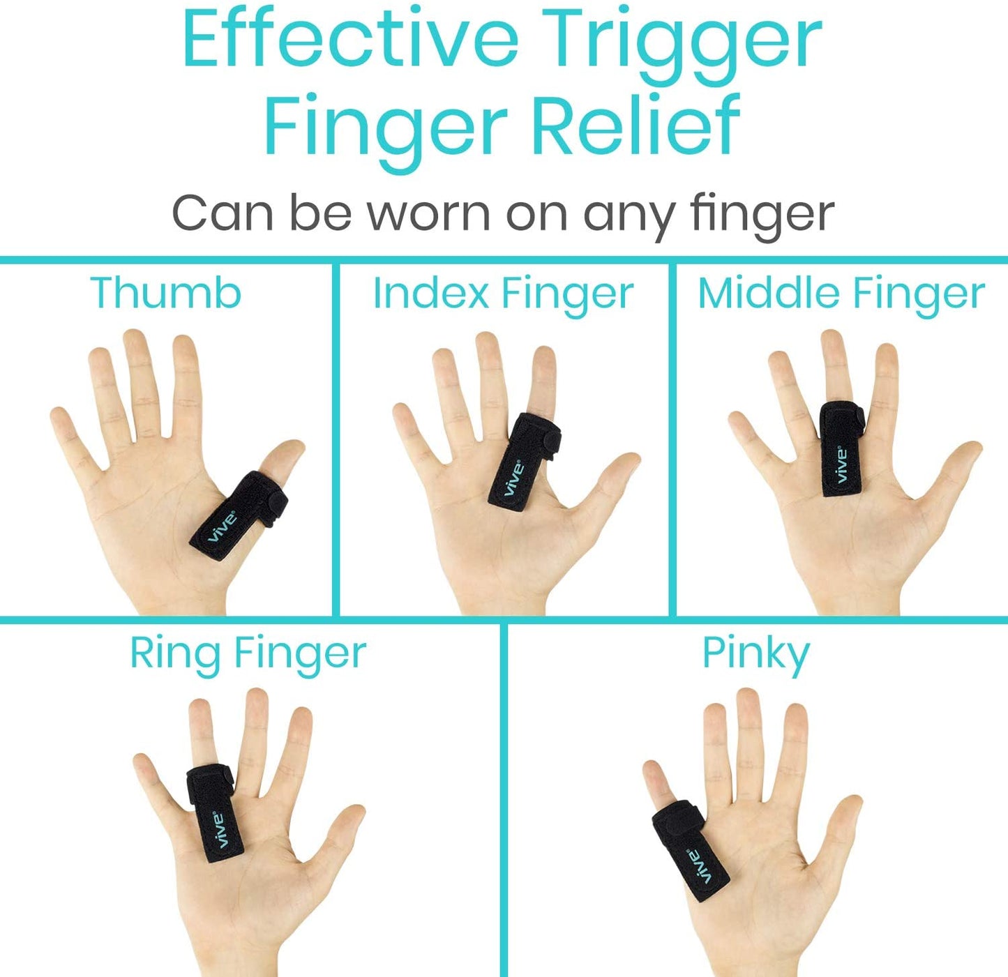 Vive Finger Support Splint for Trigger Finger and Joint Stability – One Size (SUP1052)