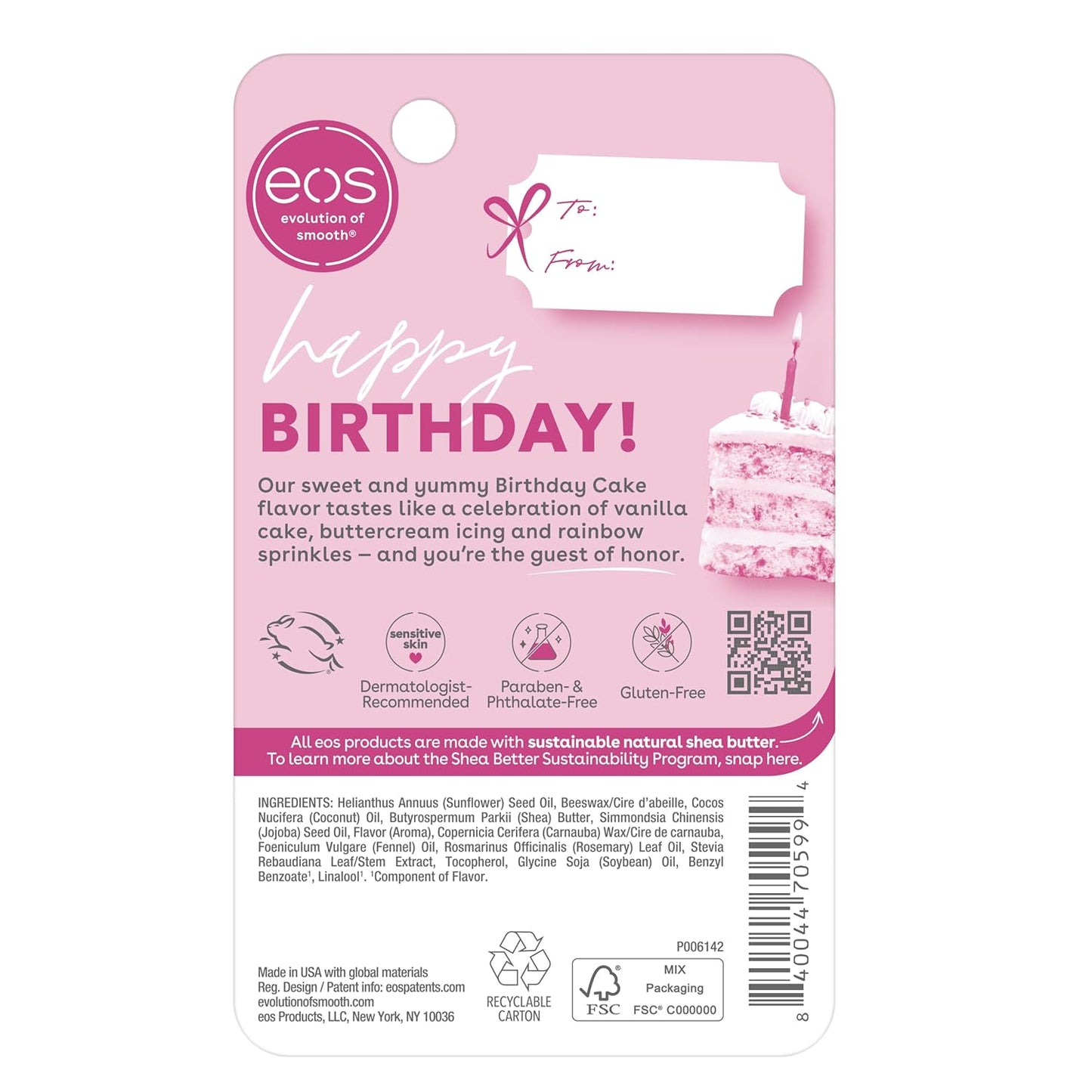 EOS Birthday Cake Smooth Lip Balm, 4g / 0.14 oz