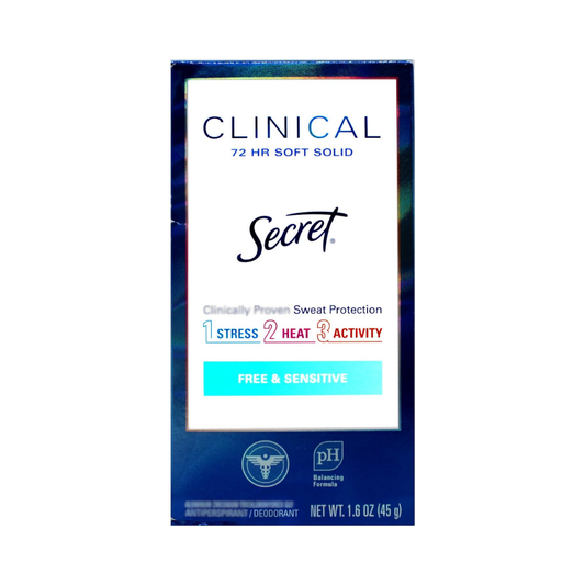 Secret Clinical 72 Hr Soft Solid Free & Sensitive Deodorant, 1.6 oz / 45 g
