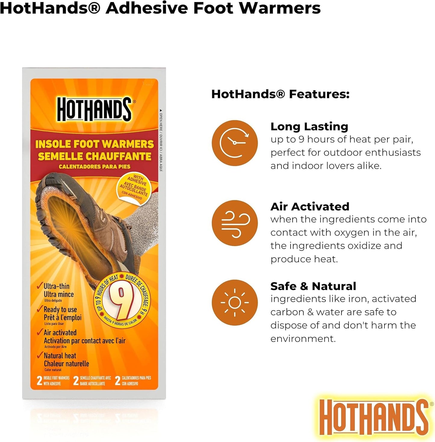 Hothands Insole Foot Warmers Ultra Thin Black 1 Count