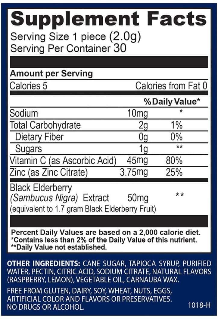 Sambucol Black Elderberry Gummies with Vitamin C & Zinc, 30 Gummies