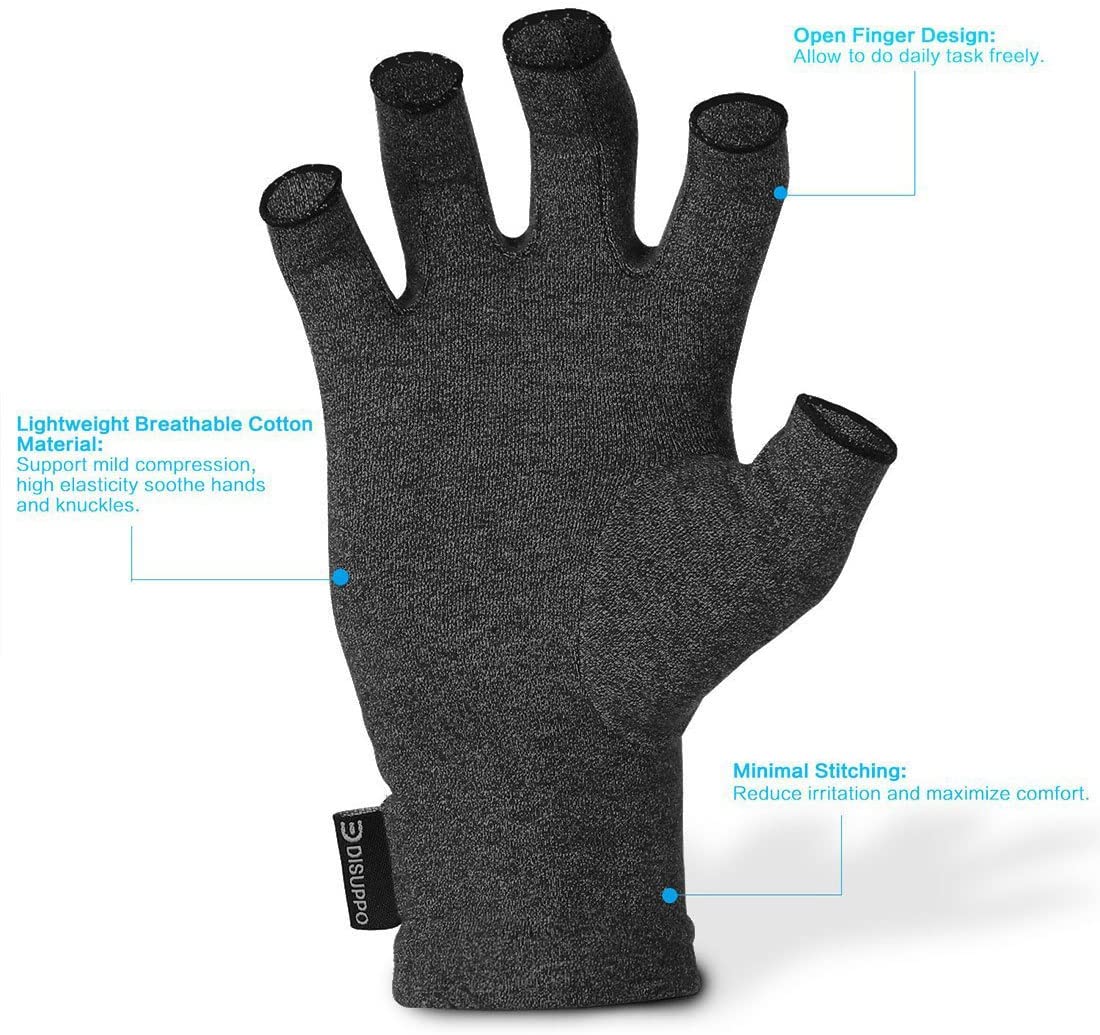 Brace Master Gloves | Relieve Pain from Rheumatoid RSI and Carpal Tunnel Fingerless (Medium Black)