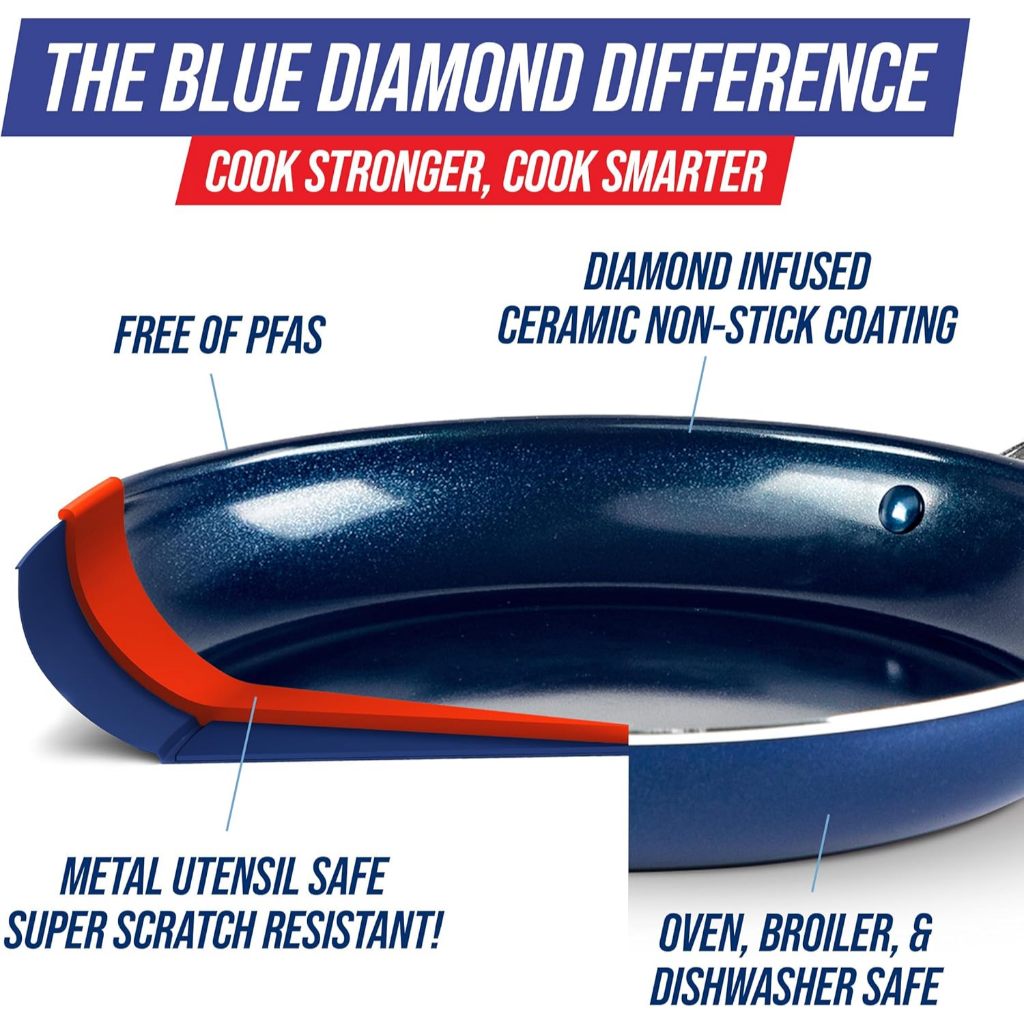 Blue Diamond Fry Pan, Ceramic Nonstick, 8 Inches