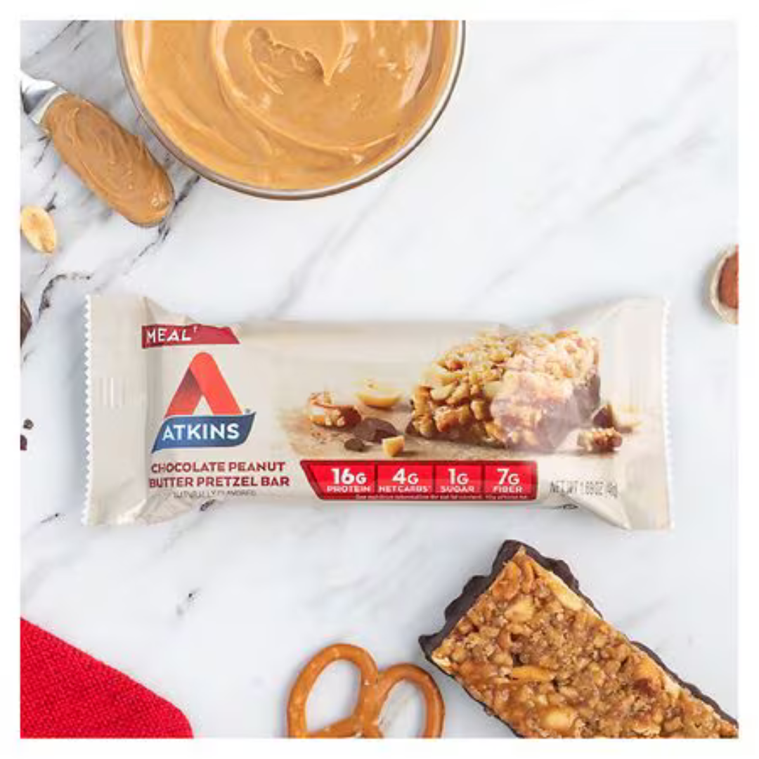 Atkins Chocolate Peanut Butter Pretzel Bar Naturally Flavored 1.69 oz / 48g